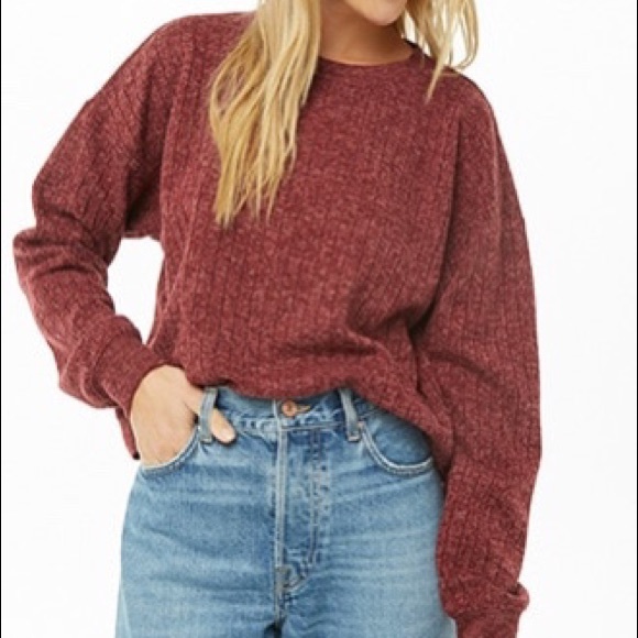 Forever 21 Sweaters - Ribbed Burgundy Sweater